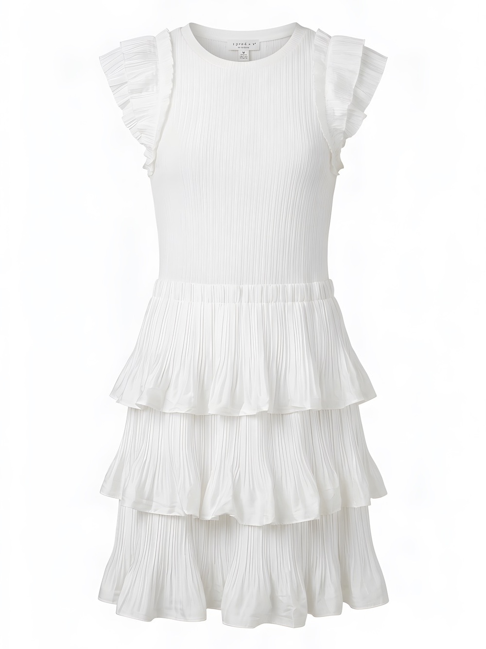 Current Air White Pleated Ruffle Tiered Mini Dress, size M